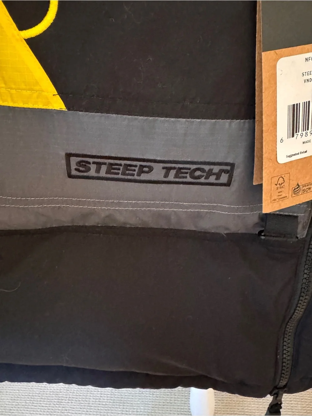 2020 The North Face Steep Tech Down Jacket Grey X TNF Black X Yellow M - Picture 10 of 11